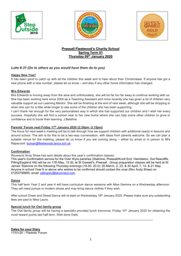 1 Preesall Fleetwood's Charity School Spring Term 01 Thursday 09Th