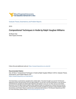 Compositional Techniques in Hodie by Ralph Vaughan Williams