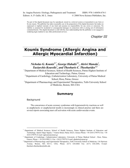 Kounis Syndrome (Allergic Angina and Allergic Myocardial Infarction)