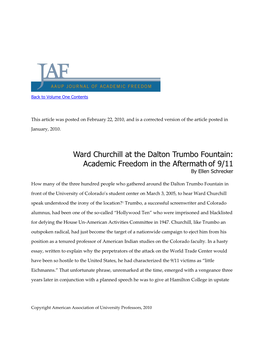 Ward Churchill at the Dalton Trumbo Fountain: Academic Freedom in the Aftermath of 9/11 by Ellen Schrecker