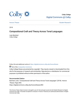 Compositional Craft and Theory Across Tonal Languages