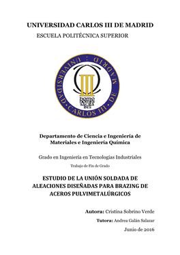 Estudio De La Unión Soldada De Aleaciones Diseñadas Para Brazing De Aceros Pulvimetalúrgicos