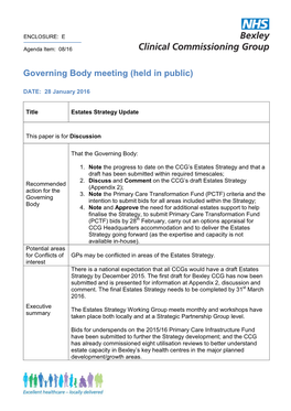 Governing Body Meeting (Held in Public)