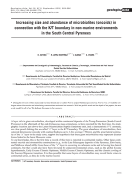 Oncoids) in Connection with the K/T Boundary in Non-Marine Environments in the South Central Pyrenees