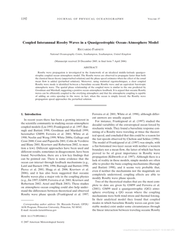 Coupled Interannual Rossby Waves in a Quasigeostrophic Ocean–Atmosphere Model