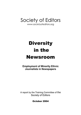 Society of Editors Diversity in the Newsroom