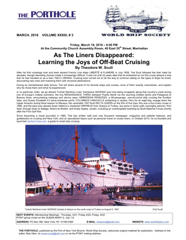 As the Liners Disappeared: Learning the Joys of Off-Beat Cruising by Theodore W