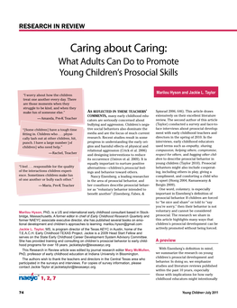 Caring About Caring: What Adults Can Do to Promote Young Children's