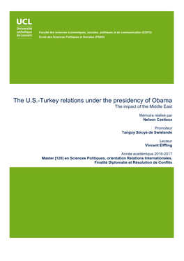 The U.S.-Turkey Relations Under the Presidency of Obama the Impact of the Middle East