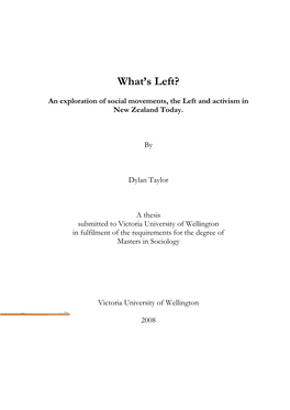 What's Left? an Exploration of Social Movements, the Left And