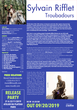 Troubadours Press Release Sept 2019
