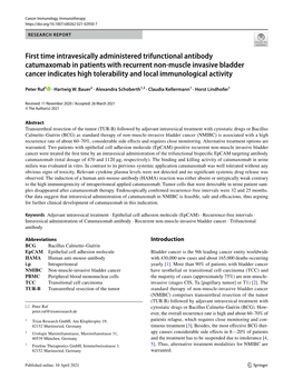 First Time Intravesically Administered Trifunctional Antibody Catumaxomab