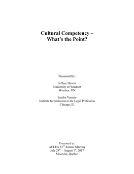 Cultural Competency – What's the Point?