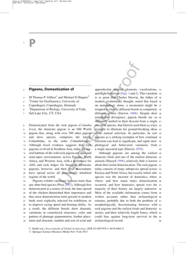 Pigeons, Domestication of Appendicular Skeletal Elements, Vocalizations, 33 and ﬂight Behaviors (Figs