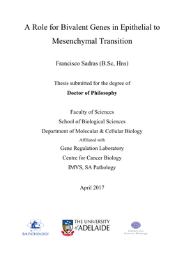 A Role for Bivalent Genes in Epithelial to Mesenchymal Transition