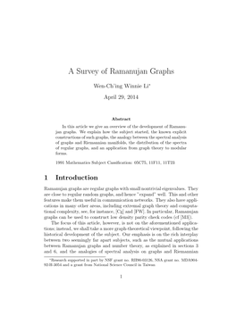 A Survey of Ramanujan Graphs