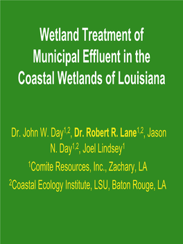 Wetland Treatment of Municipal Effluent in the Coastal Wetlands of Louisiana