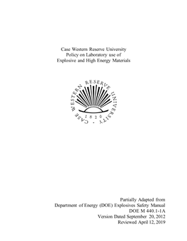 Case Western Reserve University Policy on Laboratory Use of Explosive and High Energy Materials