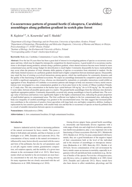 Co-Occurrence Pattern of Ground Beetle (Coleoptera, Carabidae) Assemblages Along Pollution Gradient in Scotch Pine Forest