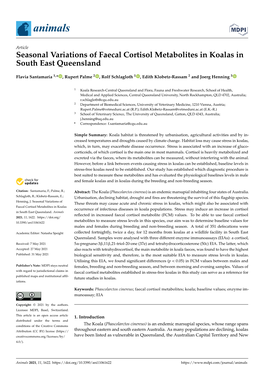 Seasonal Variations of Faecal Cortisol Metabolites in Koalas in South East Queensland