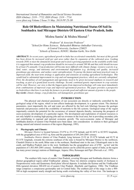 Geological Control on Nutritional Status of Mirzapur and Sonbhadra