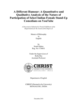A Quantitative and Qualitative Analysis of the Nature of Participation of Select Indian Female Stand-Up Comedians on Youtube