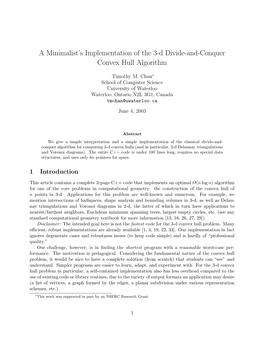 A Minimalist's Implementation of the 3-D Divide-And-Conquer Convex