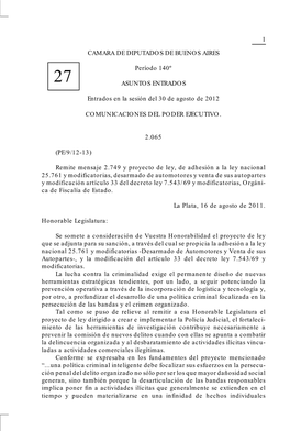 1 CAMARA DE DIPUTADOS DE BUENOS AIRES Período 140º