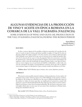 Algunas Evidencias De La Producción De Vino Y Aceite