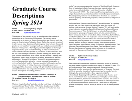 Graduate Course Descriptions Spring 2014