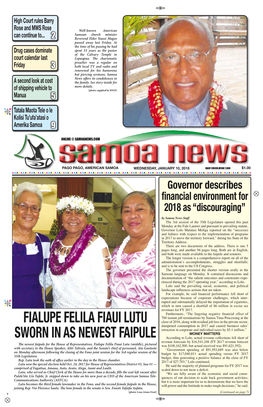 Fialupe Felila Fiaui Lutu Sworn in As Newest Faipule