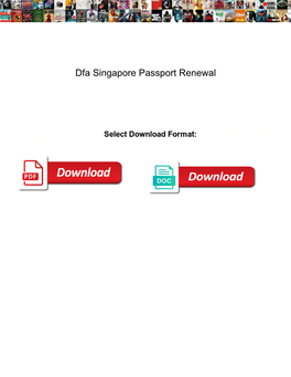 Dfa Singapore Passport Renewal