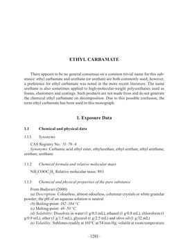 Ethyl Carbamate 1. Exposure Data