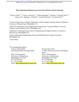 Three-Dimensional Human Axon Tracts Derived from Cerebral Organoids