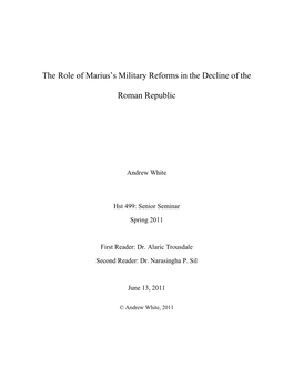 The Role of Marius's Military Reforms in the Decline of the Roman Republic