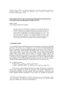 The Comitative-Copular Basis of Possessive-Existential Constructions in Brazilian Portuguese