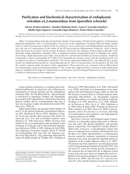 Purification and Biochemical Characterisation of Endoplasmic Reticulum Α1,2-Mannosidase from Sporothrix Schenckii