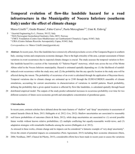 Temporal Evolution of Flow-Like Landslide Hazard for a Road