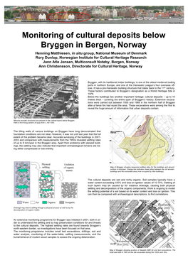 Monitoring of Cultural Deposits Below Bryggen in Bergen, Norway