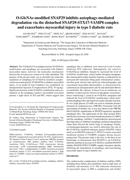 O-Glcnac-Modified SNAP29 Inhibits Autophagy-Mediated Degradation