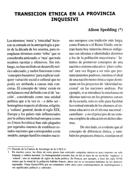 Transicion Etnica En La Provincia Inquisivi