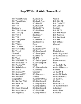 Ragetv World Wide Channel List