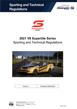 2021 V8 Superute Series Sporting and Technical Regulations