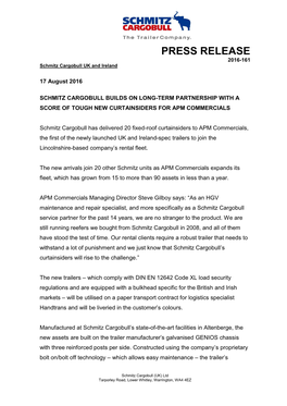 PRESS RELEASE 2016-161 Schmitz Cargobull UK and Ireland