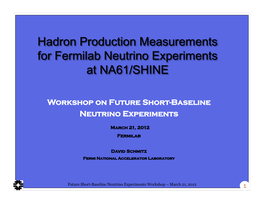 Workshop on Future Short-Baseline Neutrino Experiments