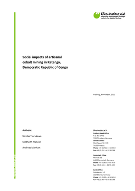 Social Impacts of Artisanal Cobalt Mining in Katanga, Democratic Republic of Congo