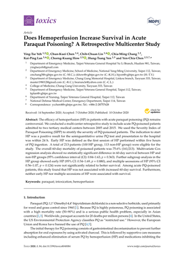 Does Hemoperfusion Increase Survival in Acute Paraquat Poisoning? a Retrospective Multicenter Study