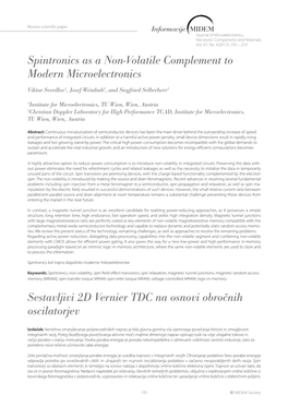 Spintronics As a Non-Volatile Complement to Modern Microelectronics