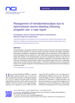 Management of Hematometrocolpos Due to Dysfunctional Uterine Bleeding Following Progestin Use: a Case Report