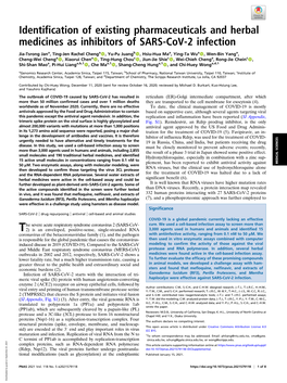 Identification of Existing Pharmaceuticals and Herbal Medicines As Inhibitors of SARS-Cov-2 Infection